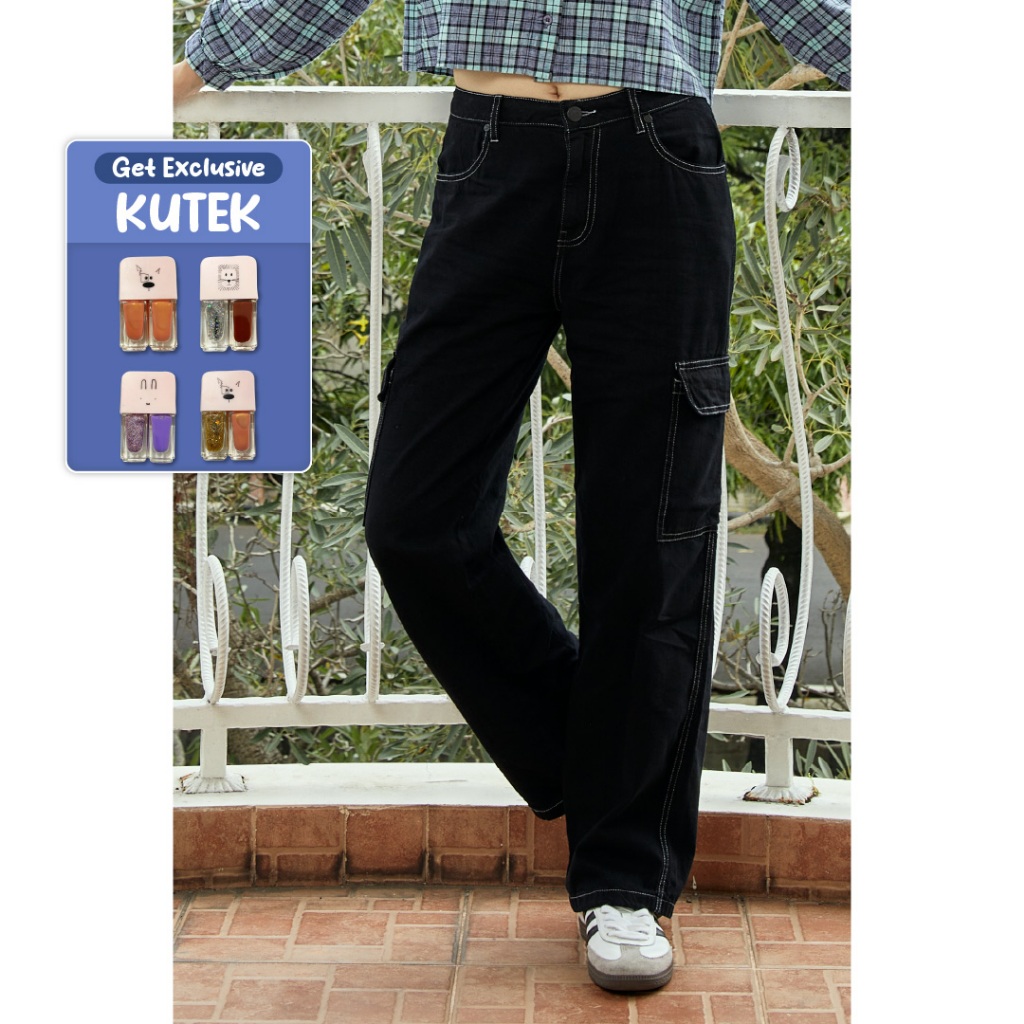 Emba Ladies - Hetsey Celana Cargo Jeans Wanita Collection