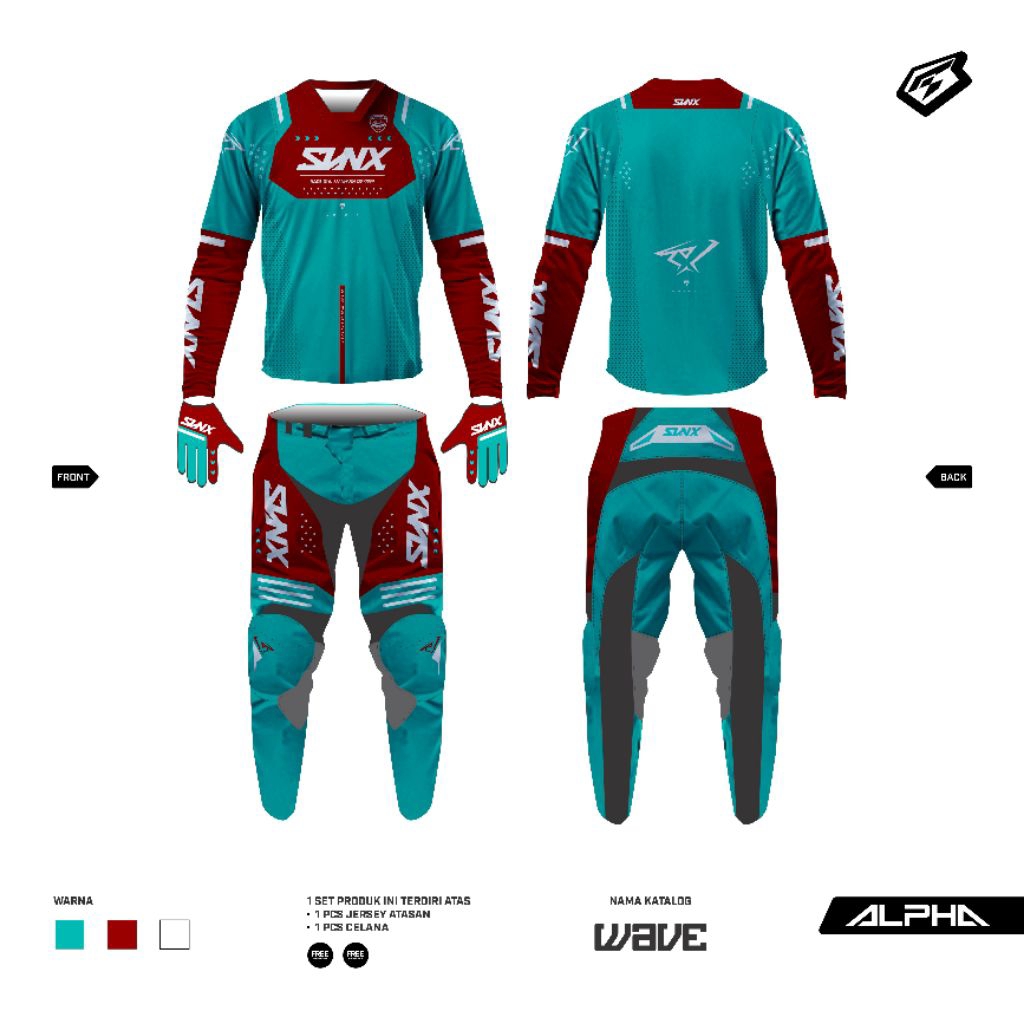 MX GEAR SVNX JERSEY SET MOTOCROSS GEARSET SVNX TYPE ALPHA WAVE SERIES