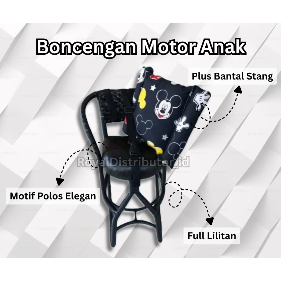 Full Lilitan Motif Polos Plus Bantal Stang Kursi Tempat Duduk Anak Bangku Rotan Jok Depan Boncengan 