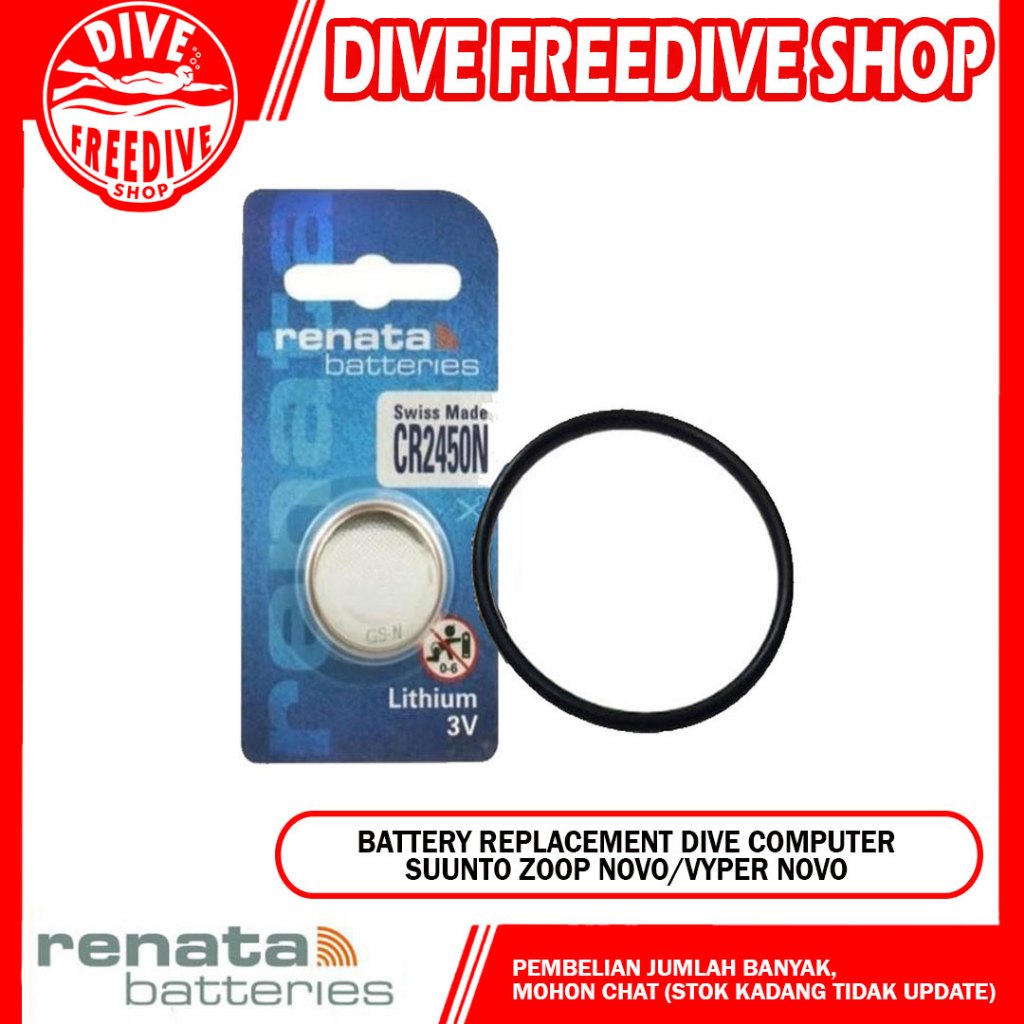 Battery Replacement Kit Oring Suunto Zoop Novo/Vyper Novo Baterai Renata CR2450 Jam Tangan Selam Scu