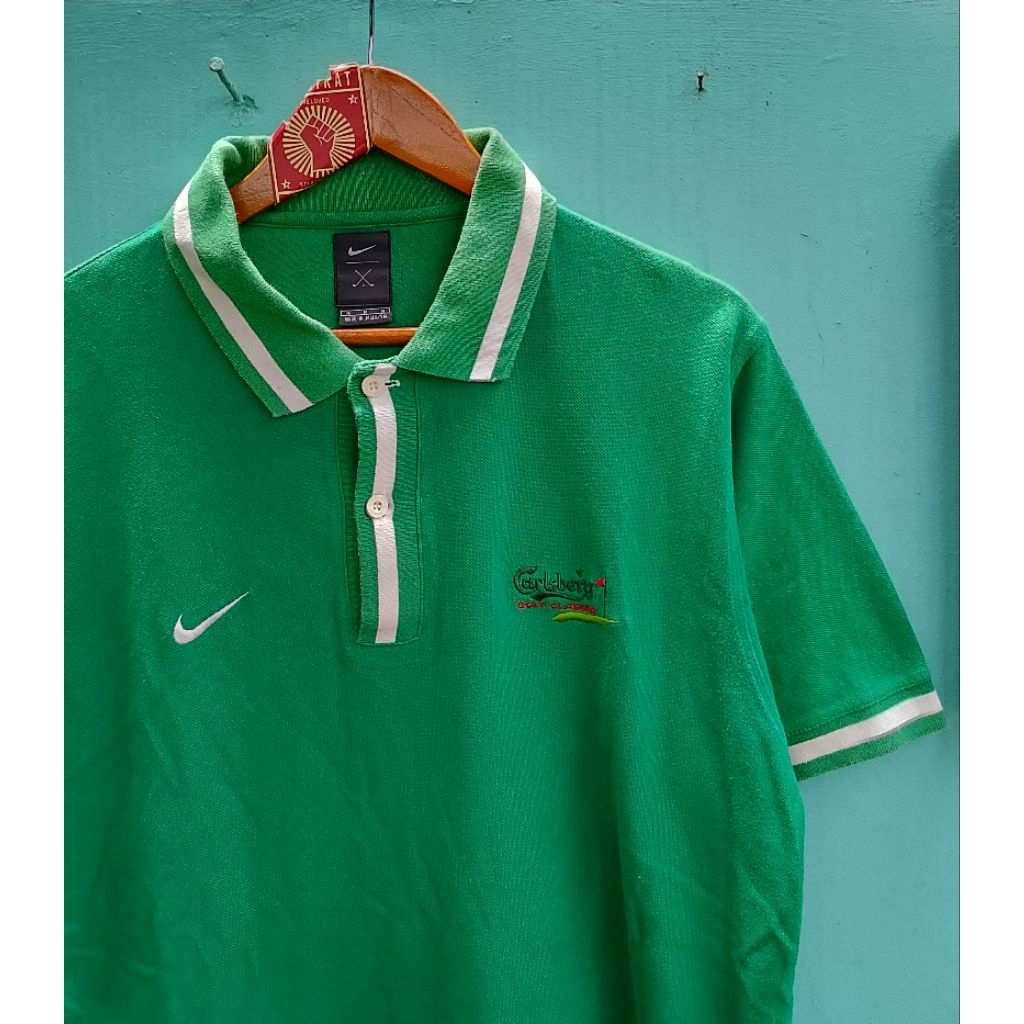Kaos Kerah Vintage Nike Golf Collar Shirt x Calsberg Classic Golf Polo Shirt Menswear Pria Lengan Pe
