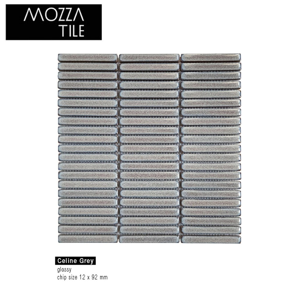 Mosaic Keramik Mozza Tile Celine Grey Porselain Glossy Mozaik Kamar Mandi Mozaik Dinding Dapur Mozai