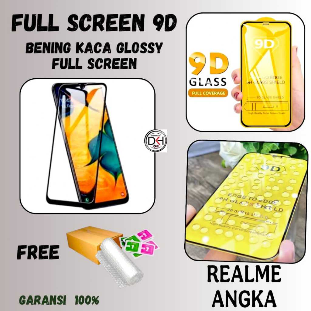 TG 9D KACA BENING TEMPERED GLASS FULL COVER SCREEN REALME U1 1 2 3 3I 5 5i 5S 6 6i 7 7i PRO 8 8i 9 1