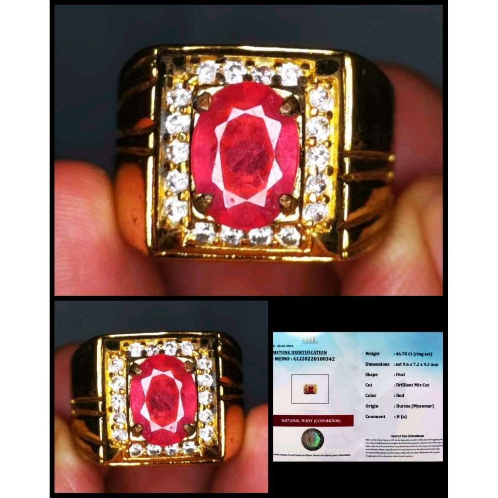 natural permata Ruby Burma HQ pigeon blod