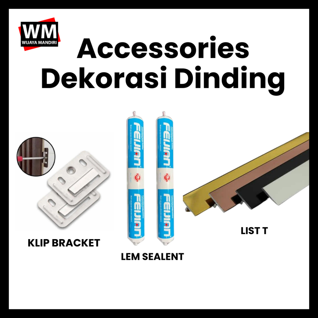 Accessories Dinding PVC | List Aluminium Wall Board / PVC List Lis Penutup Celah Frame Edging Alumun