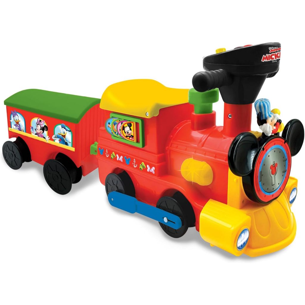 Kiddieland Toys Limited Battery-Powered Mickey Choo,with Caboose & Tracks Ride On,