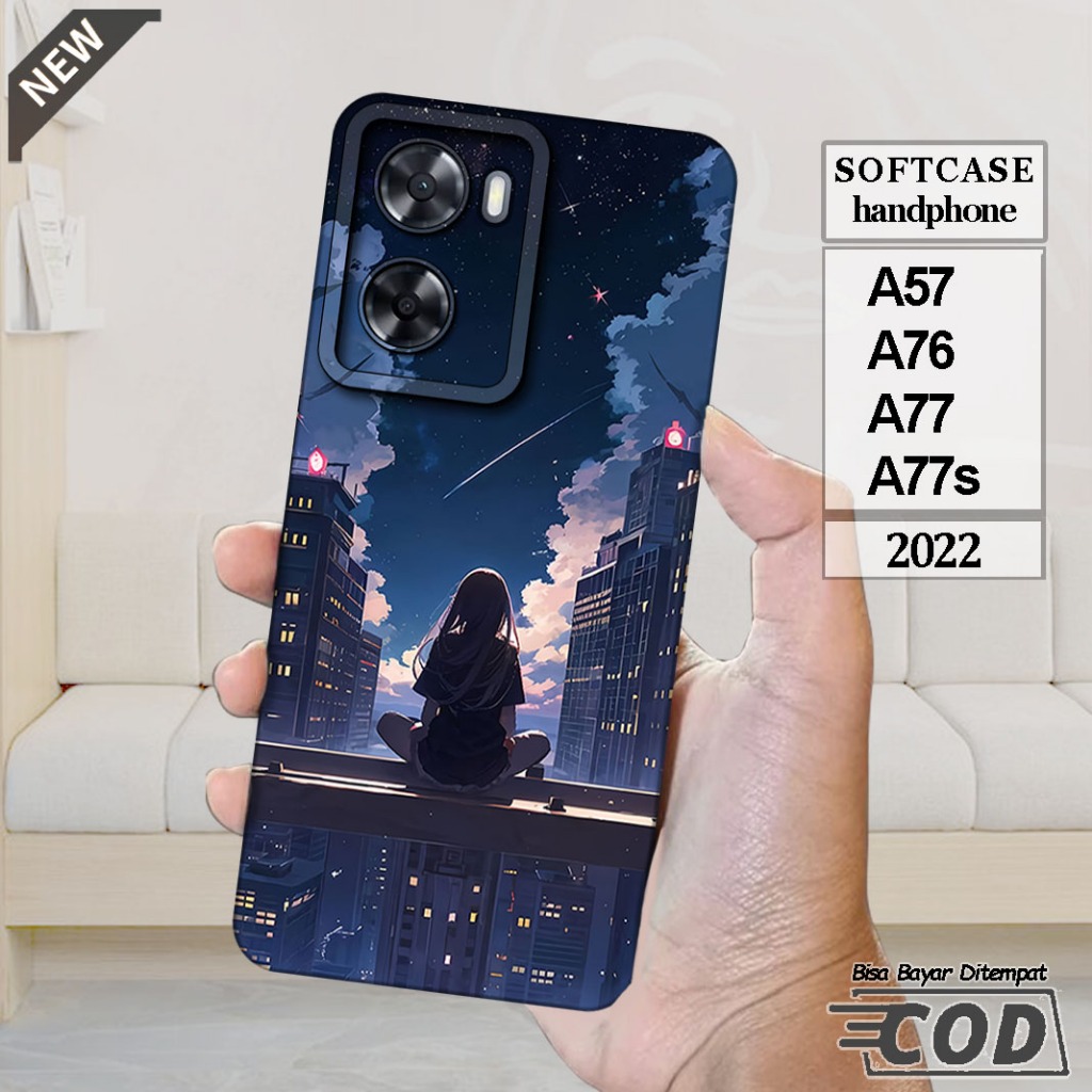 Case OPPO A57 _OPPO A76 _OPPO A77 _OPPO A77s  -Casing Silikon  hitam bening lentur elastis keren