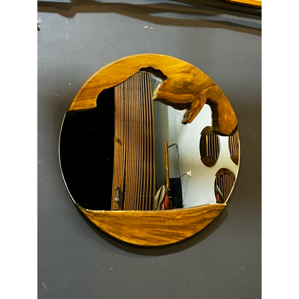 cermin bulat 60cm/cermin bulat kayu jati/cermin aestetic/cermin dinding