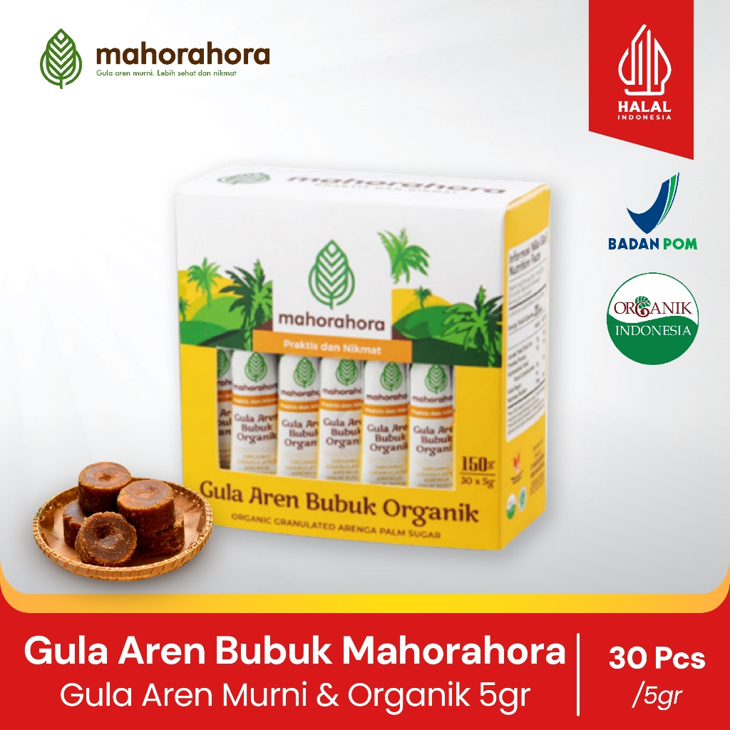 Gula Aren Bubuk Sachet / Stick Mahorahora 5gr - isi 30 sachet