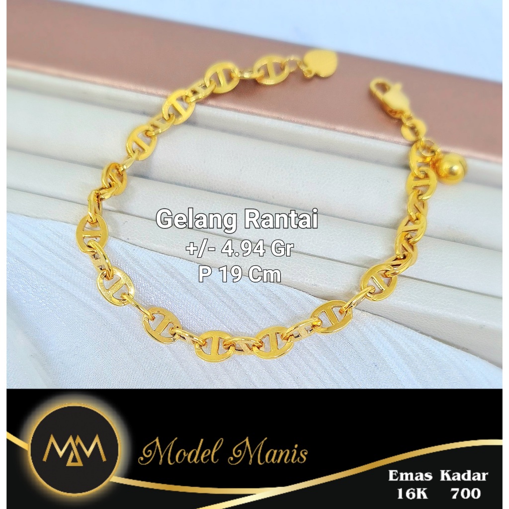 Model Manis Gold - Gelang Italy Oval Kuning - Emas 16k 700