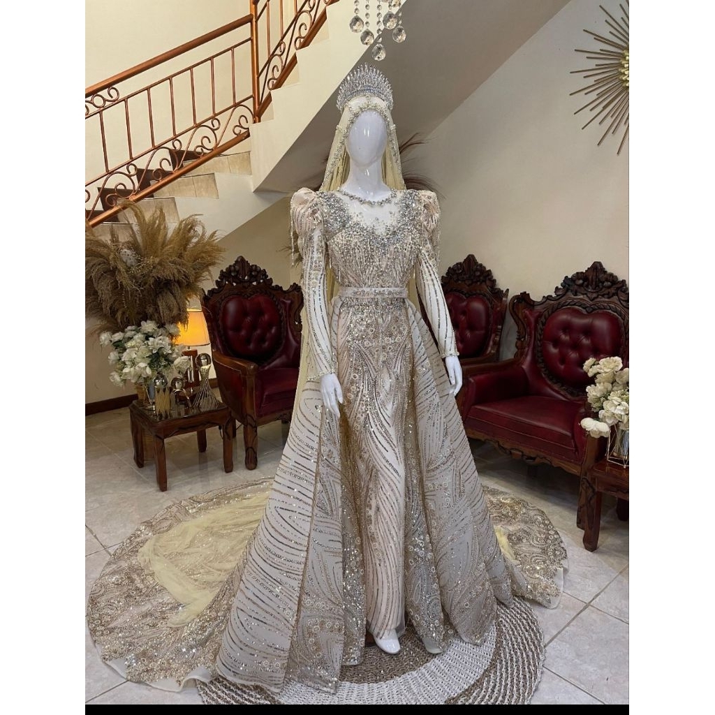 GAUN PENGANTIN DUYUNG MODERN//GAUN SLIM MEWAH BEREKOR//GAUN PENGANTIN
