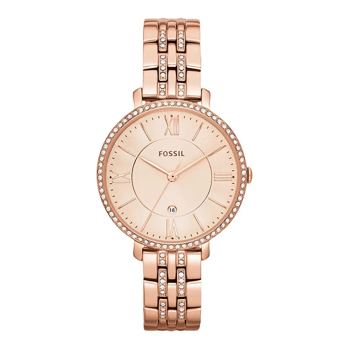 Jam Tangan Wanita FOSSIL ES3546 Rose Gold Dial Rose Gold Stainless Steel Strap