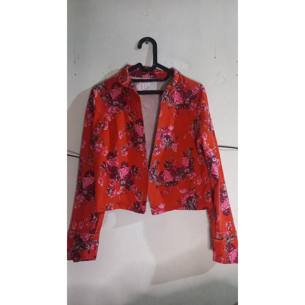Preloved/Second Outer Blazer Bunga Orange