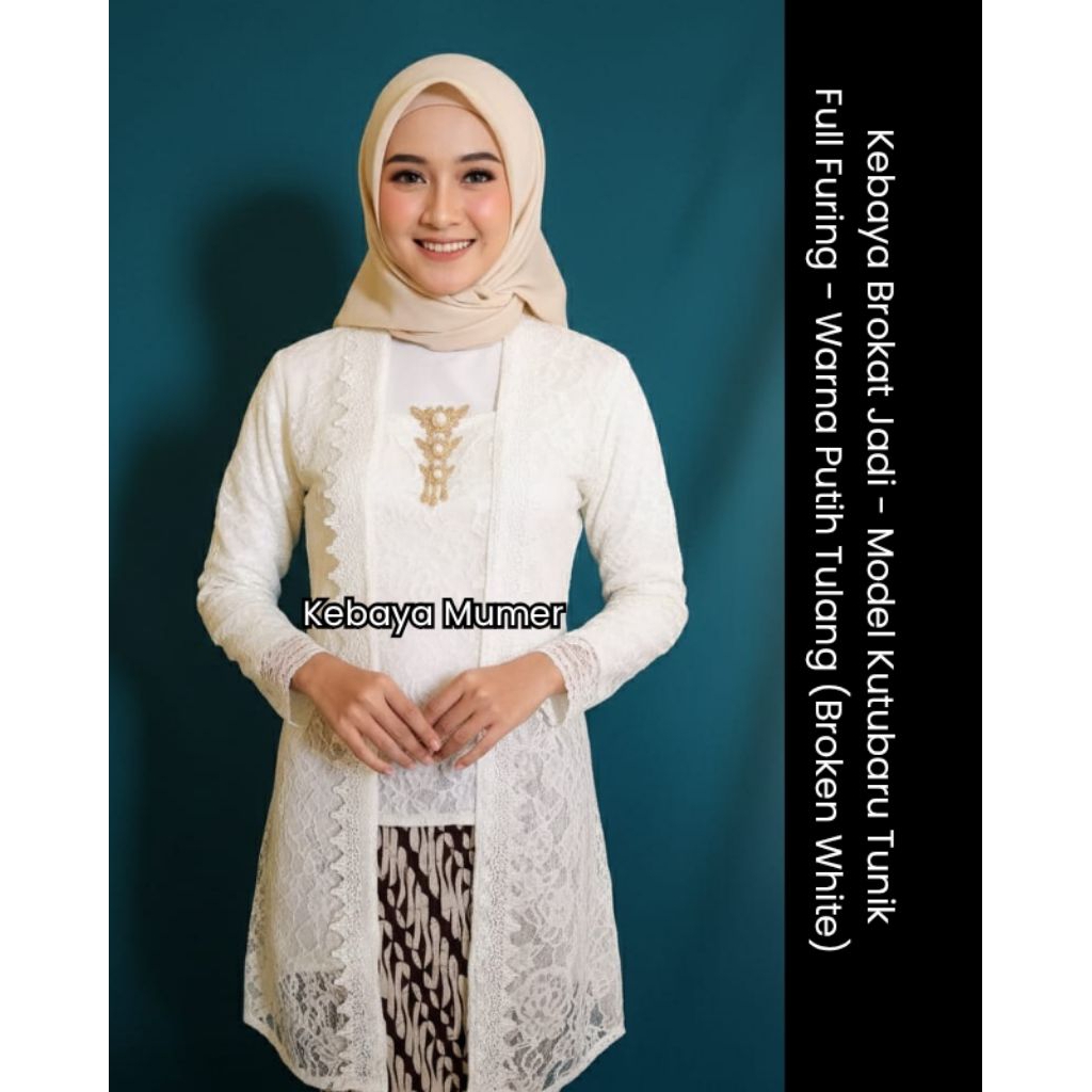 MUMER Atasan Wanita Kekinian Kebaya Tunik Muslim Full Furing Model Kutubaru Lengan Panjang  Bahan Br