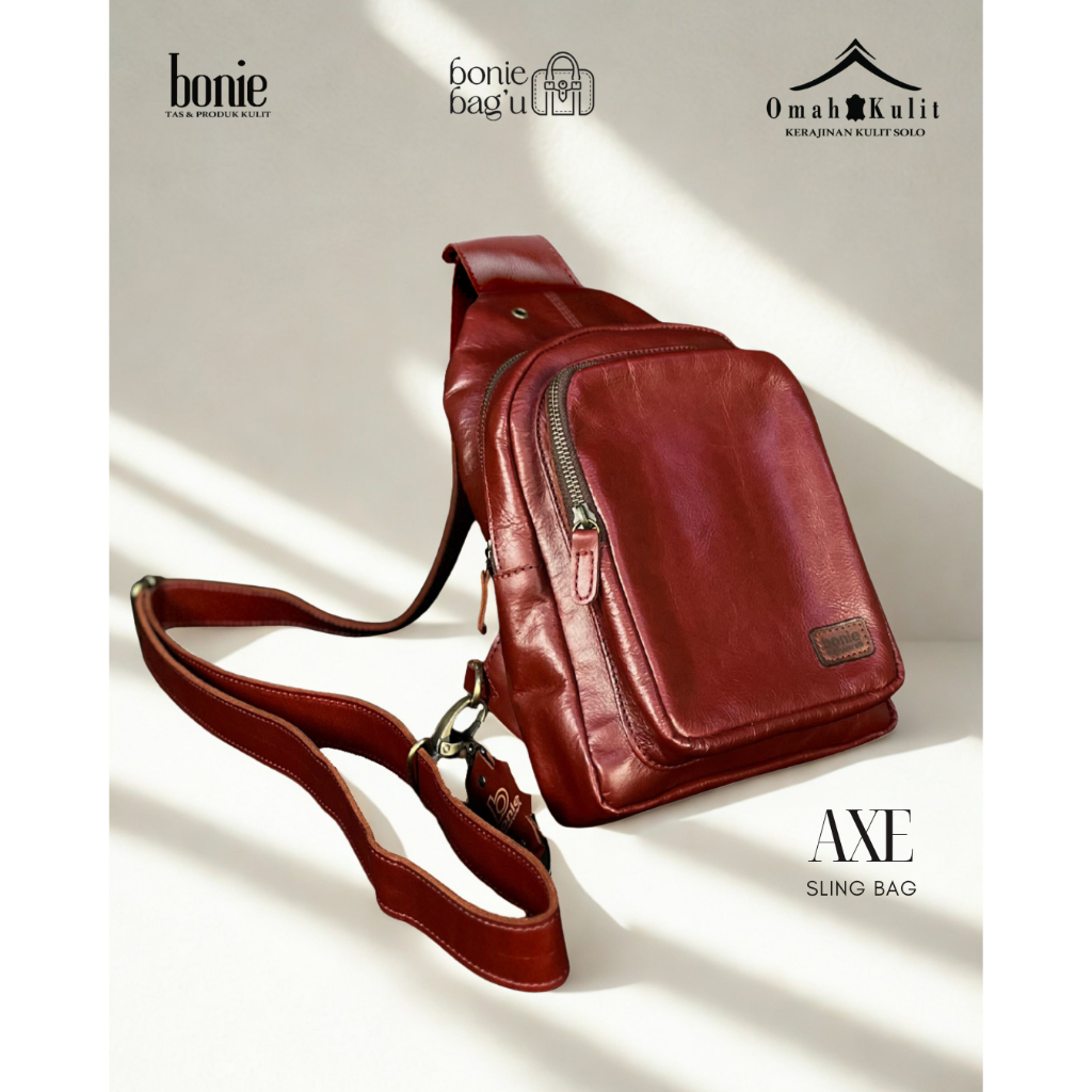 Tas Kulit Pria | Tas Kulit Asli, Tas Pria, Tas Selempang Pria [ AXE | Bonie Leathercraft Solo ]