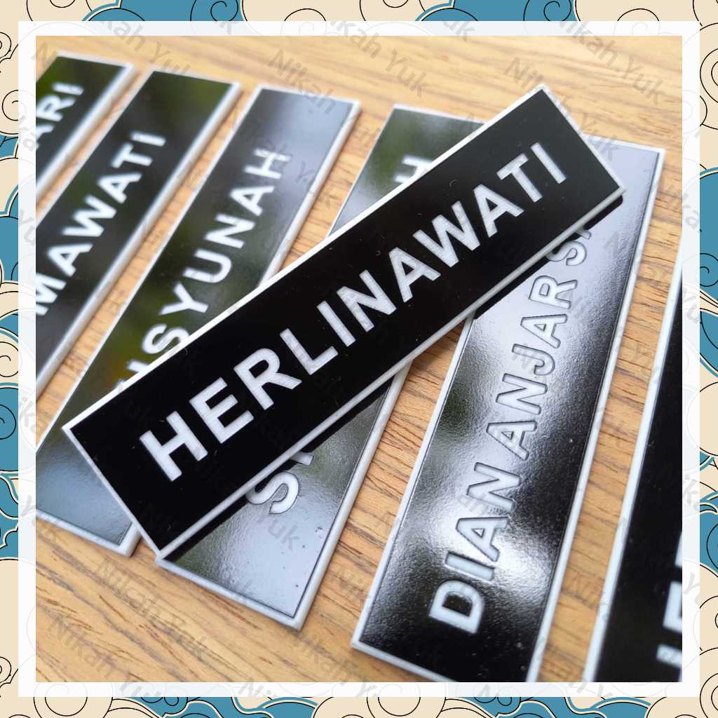 Nametag, Papan nama dada,Nama dada akrilik gravir, Nama dada ukir akrilik