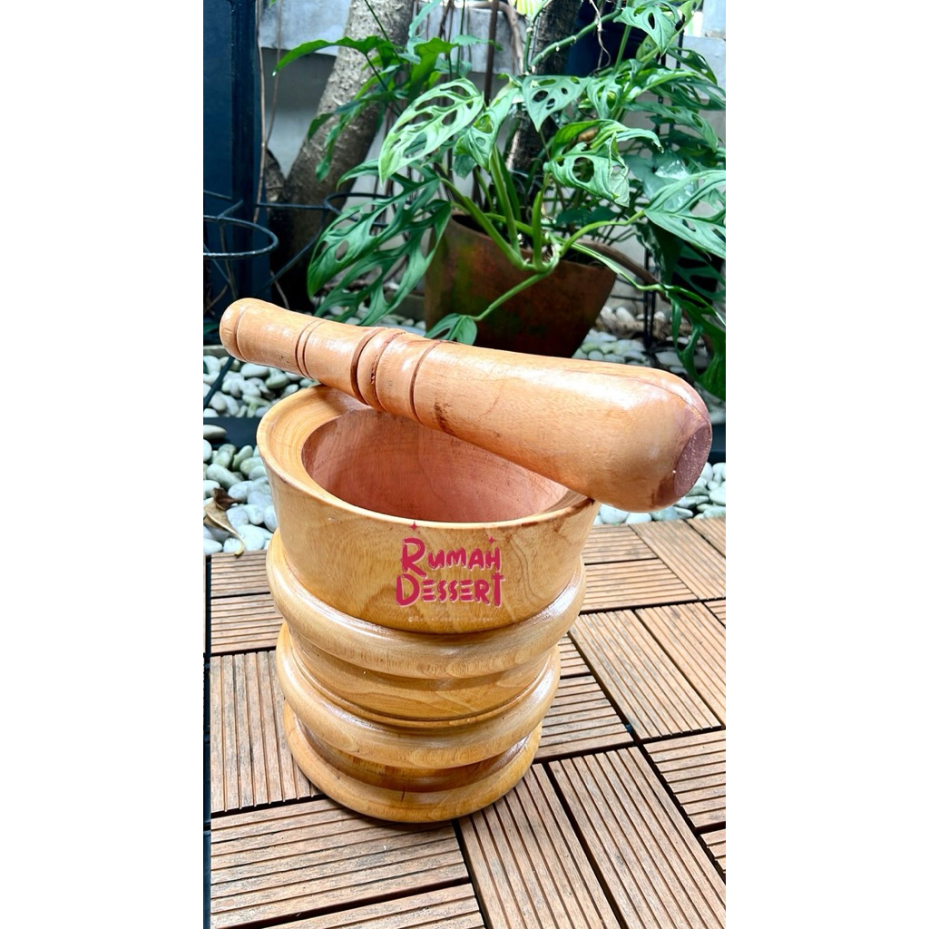 Lumpang Tumbukan Kayu Ukuran Besar Jumbo 1set