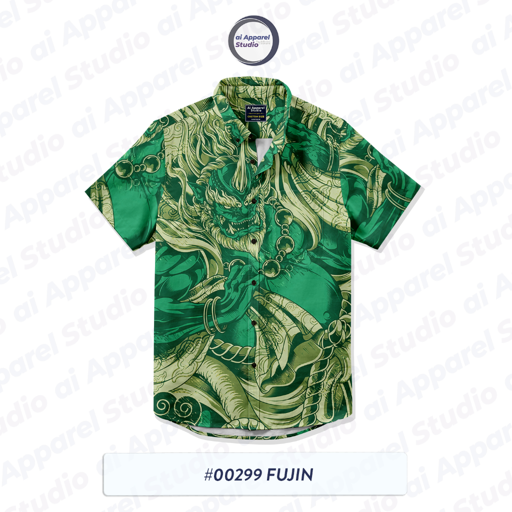 Kemeja Unisex Lengan Pendek #00299 Motif Yakuza Fujin Vibrant Bahan Polymicron