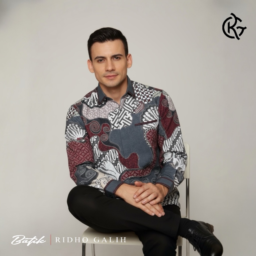 Batik Ridho Galih | Kemeja Pria Smock Bordir Batik Lengan Panjang Ridho Galih Tailor