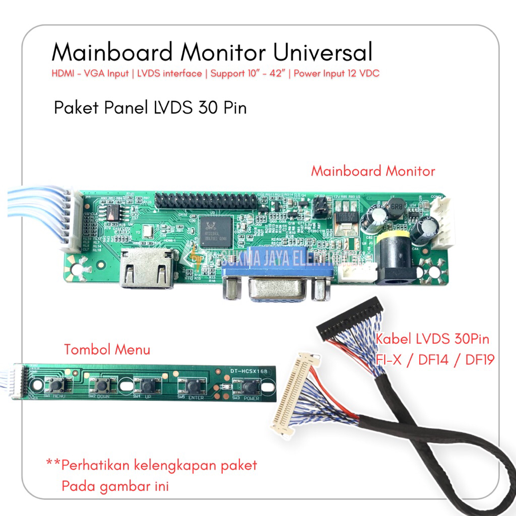 Paket LVDS 30 Pin Mainboard Monitor Universal HDMI VGA Support Panel LCD LED 10 - 42 Inch DIY Kit Mo
