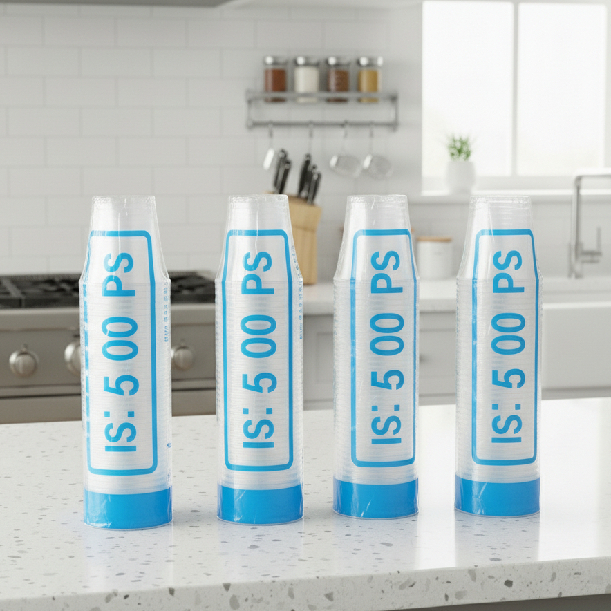 Gelas Plastik 22 Bening Tebal – Cup Es Teh, Jus, Pop Ice, Minuman Dingin | 1 Roll Isi 50 Pcs (Tanpa 