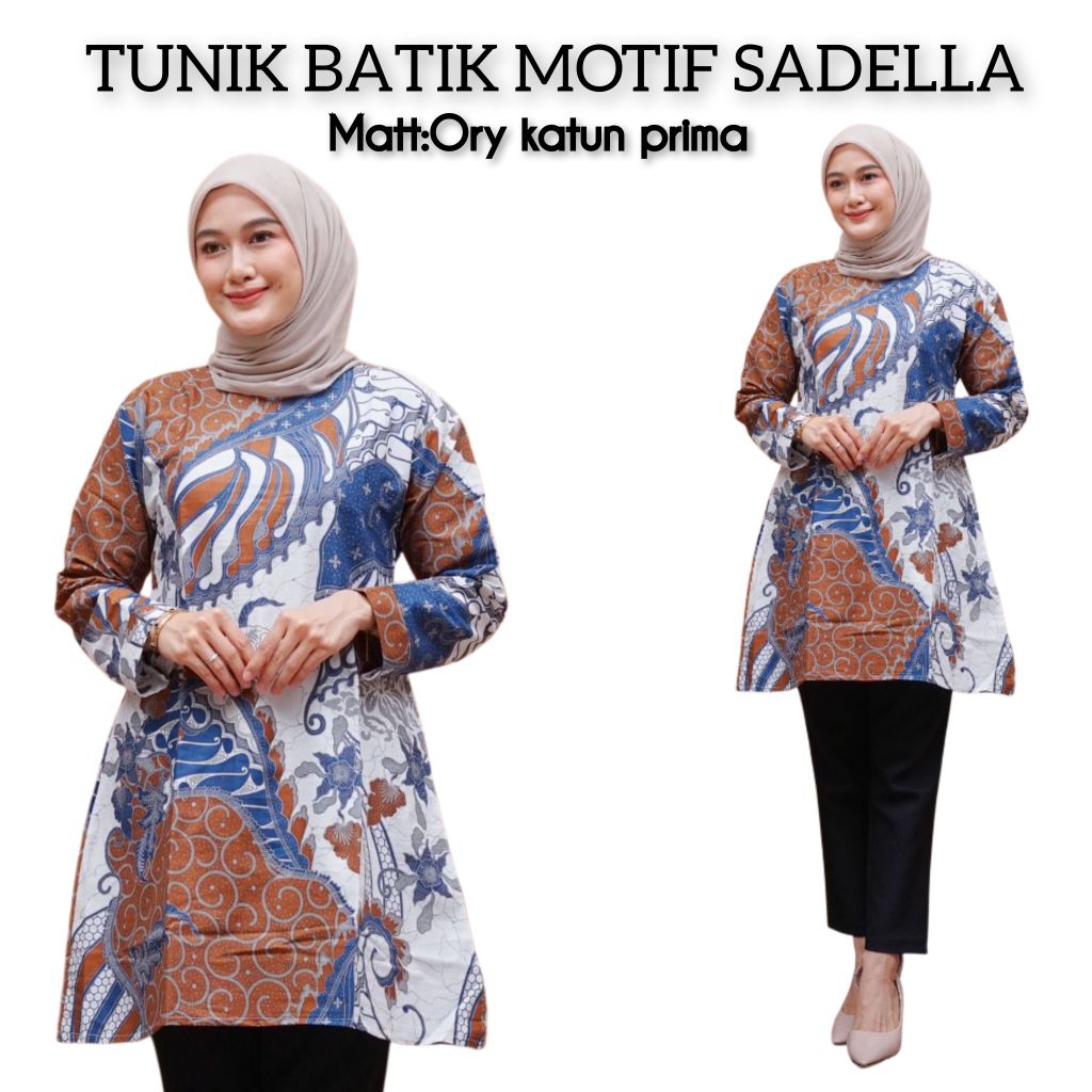 TUNIK BATIK ATASAN WANITA DEWASA PREMIUM/BAJU ATASAN TUNIK BATIK MODERN LENGAN PANJANG