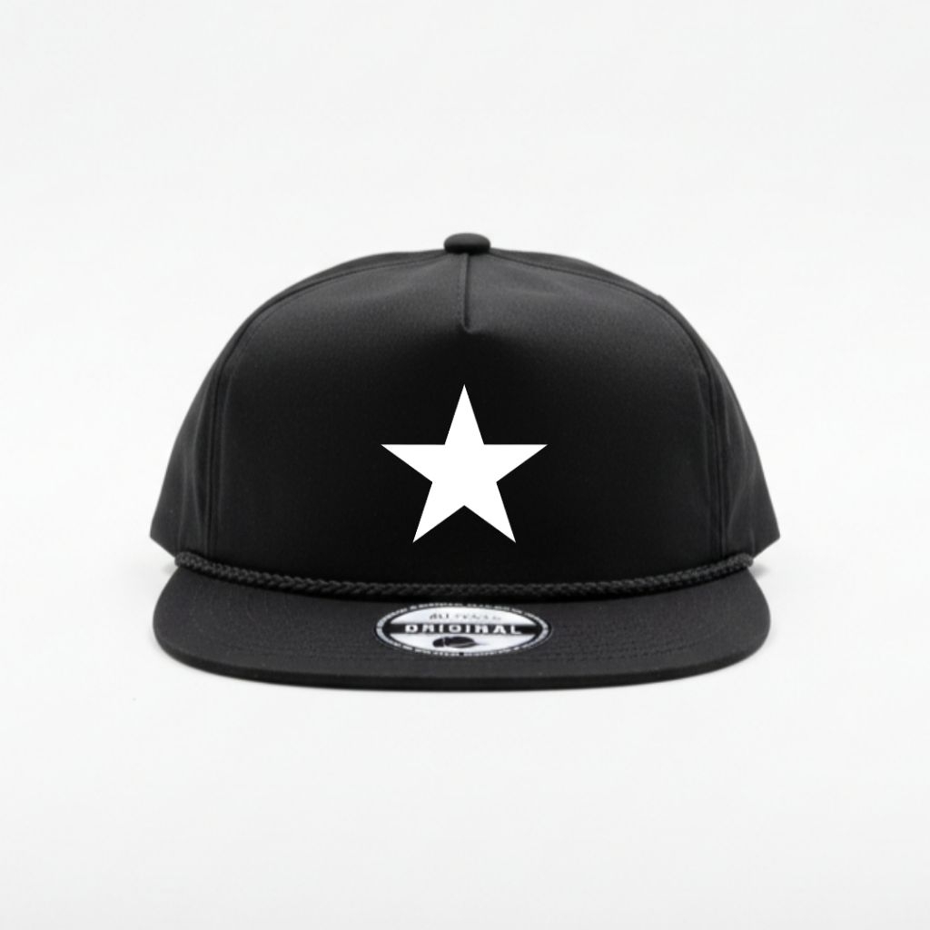 topi bintang putih ropeheat warna hitam keren elegan/topi Snapback/topi Skena/topi unisex