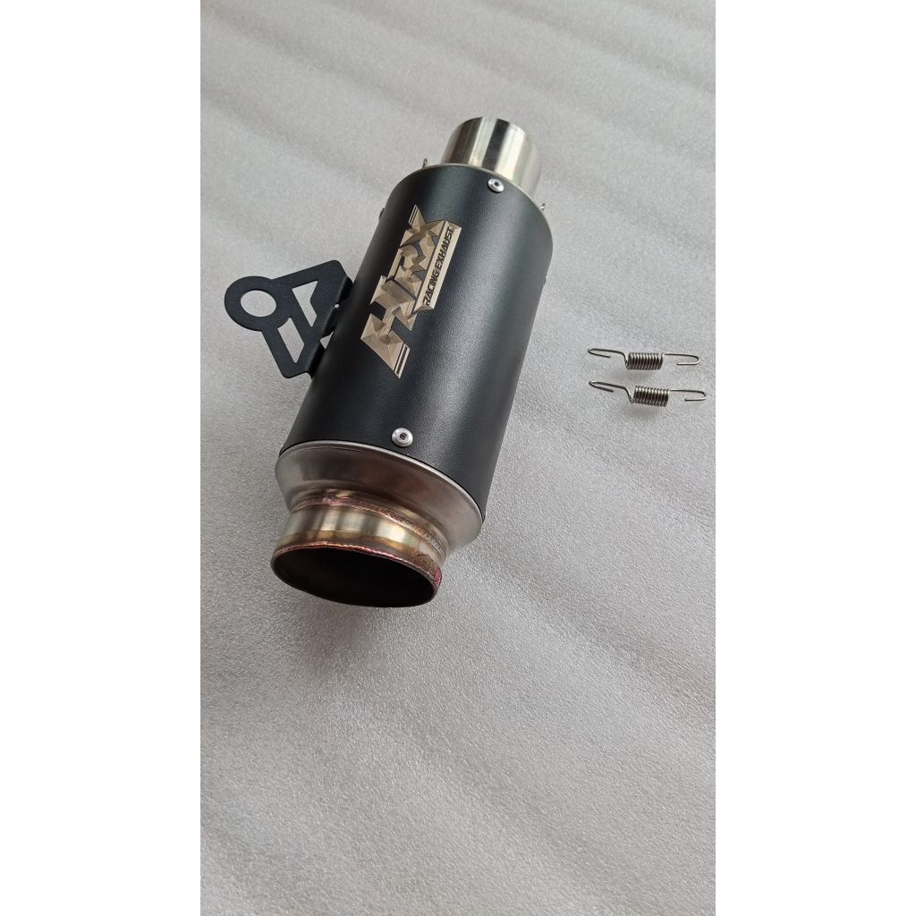 Silencer Knalpot HRX GP Pro Black PREMIUM Pendek P15cm Original Hitam Coating Inlet 50 Silincer Only
