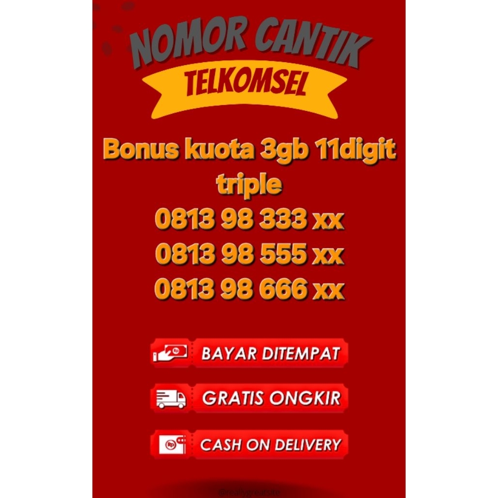 Telkomsel nomor cantik 11 digit triple murah Kuota 3gb