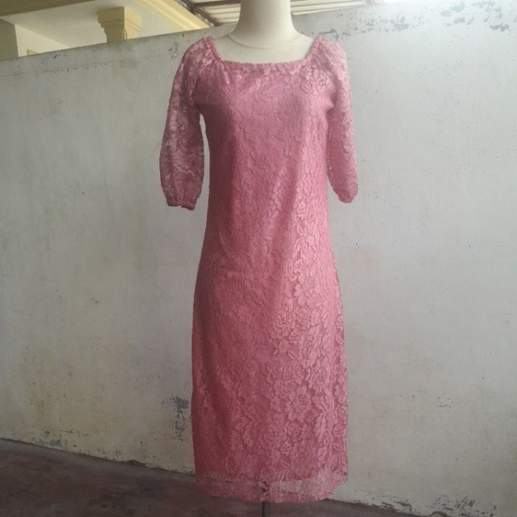 Dress Brokat pink Dress brokat murah dress brokat bangkok