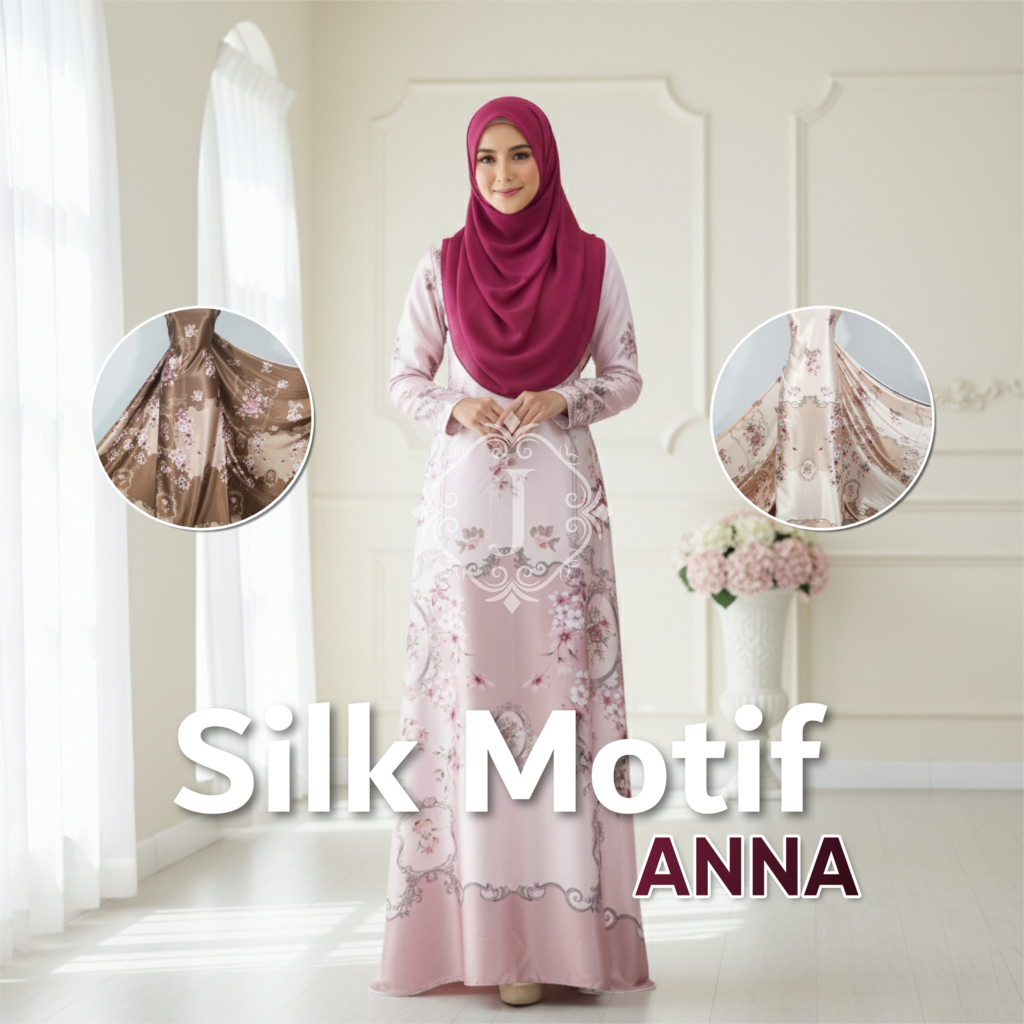 Kain Silk Anna motif meteran cocok untuk gamis, atasan, tunik dan one set