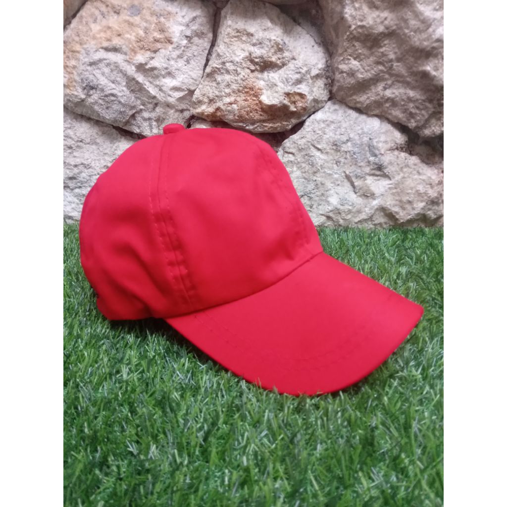 Topi Polos baseball Dewasa Bahan twill Strap belakang Rel