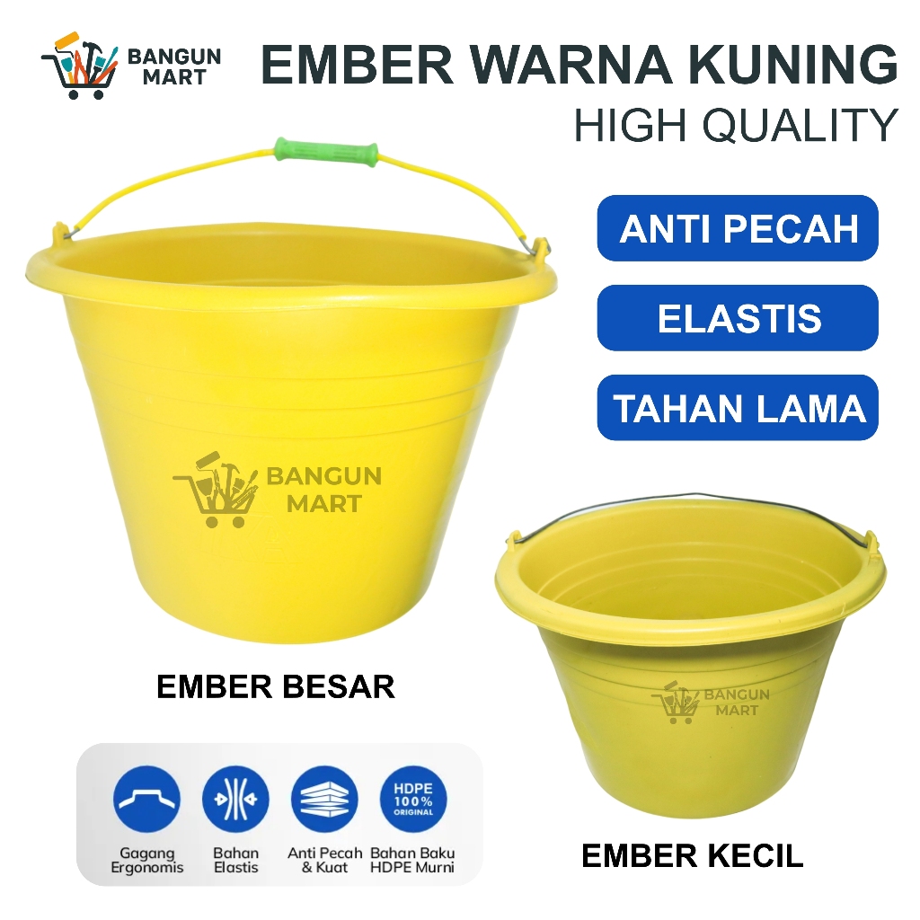 Ember Cor Kuning Deluxe / Ember Plastik WARNA JUMBO BESAR & KECIL KUNING Ember Cor Anti Pecah | Embe