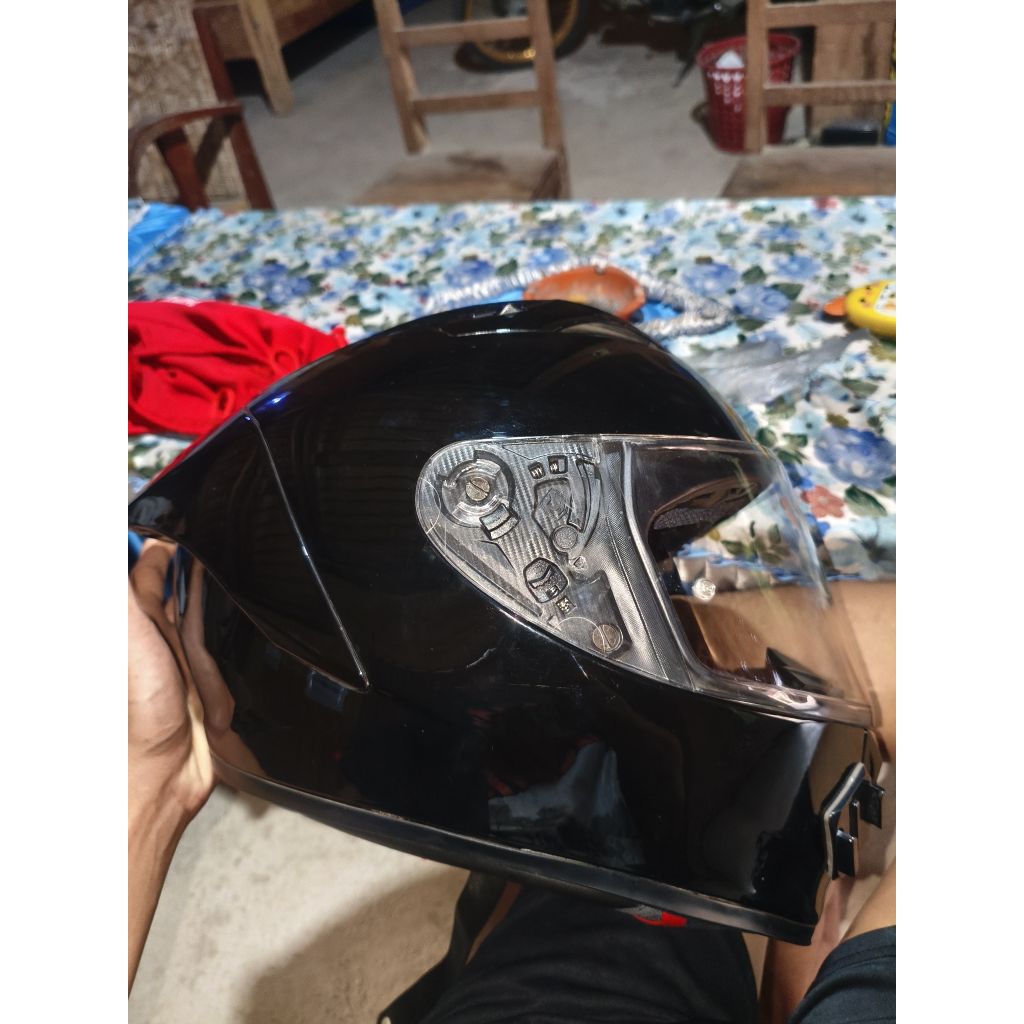 NHK GPR TECH LIKE NEW HITAM GLOSSY FLAT VISOR