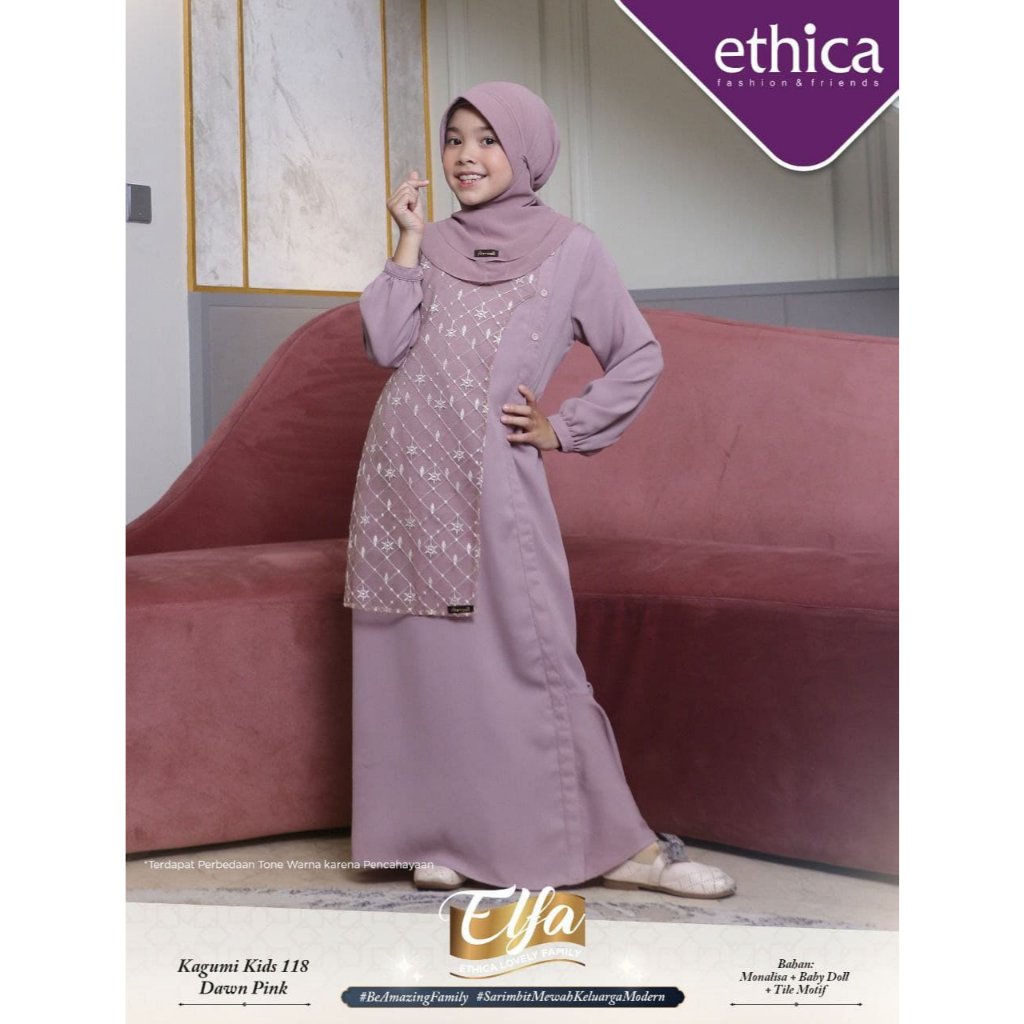ethica gamis anak kagumi kids 118 warna raspbery,dawn pink