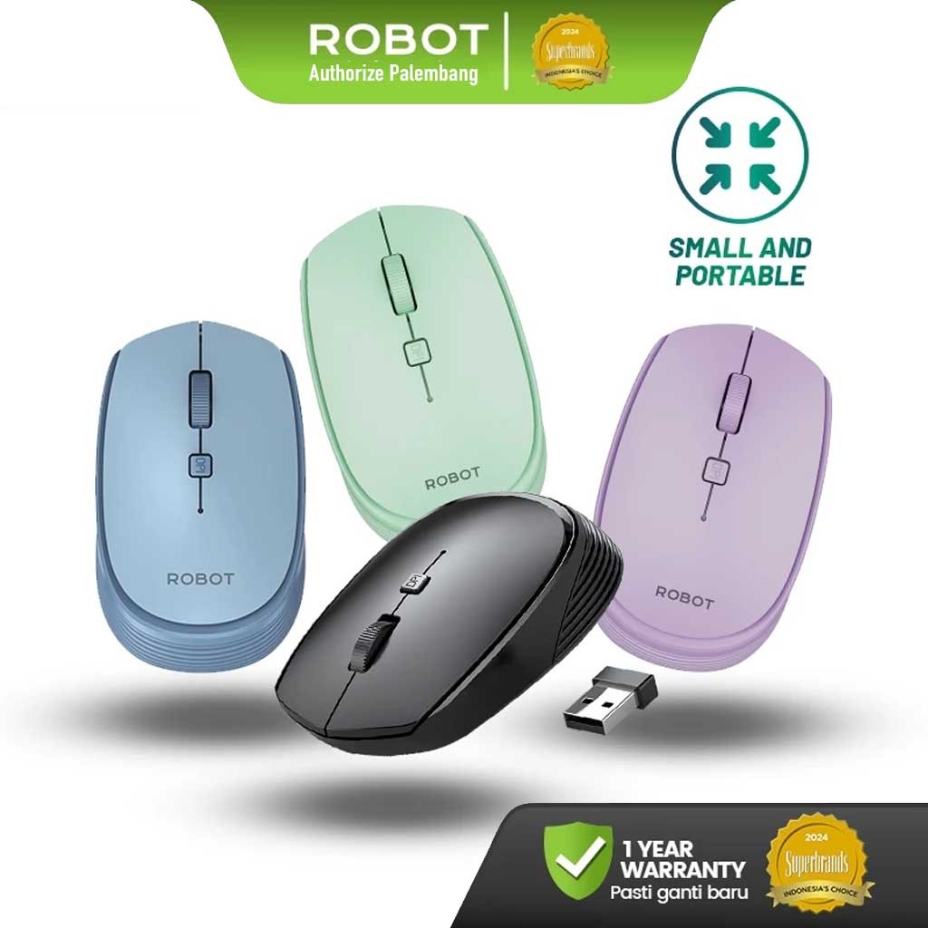 Mouse Wireless ROBOT M205 2.4G 1600DPI Receiver USB untuk PC Laptop - Garansi Resmi Robot 1 Tahun