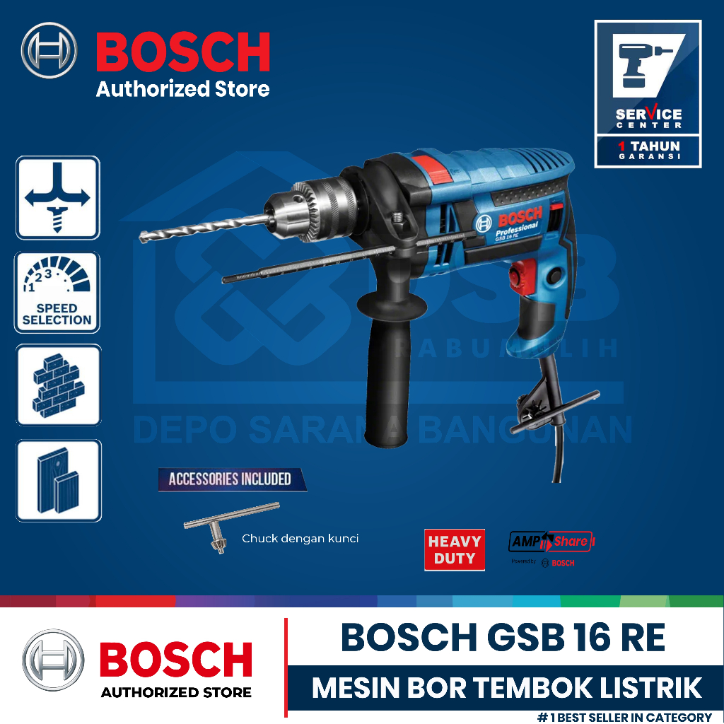 BOSCH Mesin Bor Tembok Listrik GSB 16 RE