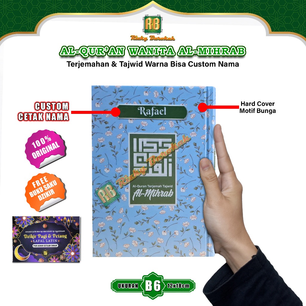 Al Quran Wanita Rainbow Mihrab B6 Terjemah Tajwid Warna Alquran Custom Nama Hadiah Aesthetic