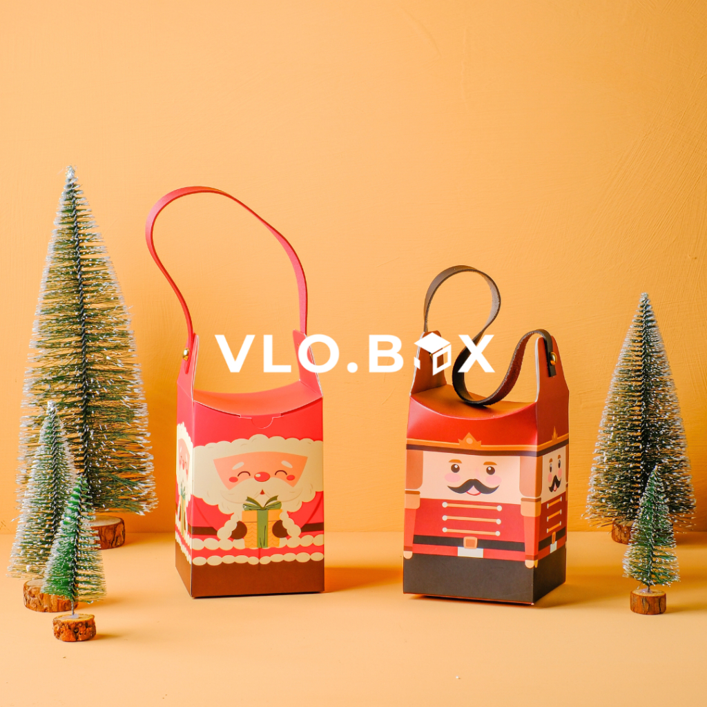 Kotak kue natal handle pendek | kotak hampers christmas | kotak kue kering cookies natal