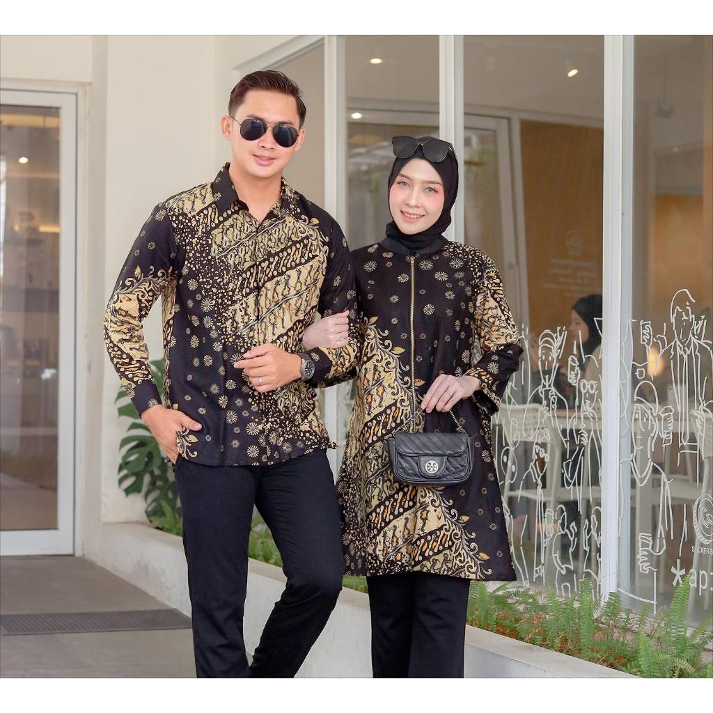Benang Raja Batik Couple Pria Wanita Katun Kembang Parang