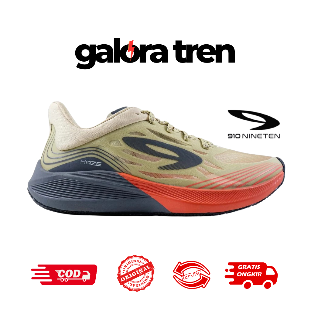 910 Nineten HAZE VISION 1.0 PUTIH GADING JINGGA ABU TUA - Sepatu Lari Haze Vision