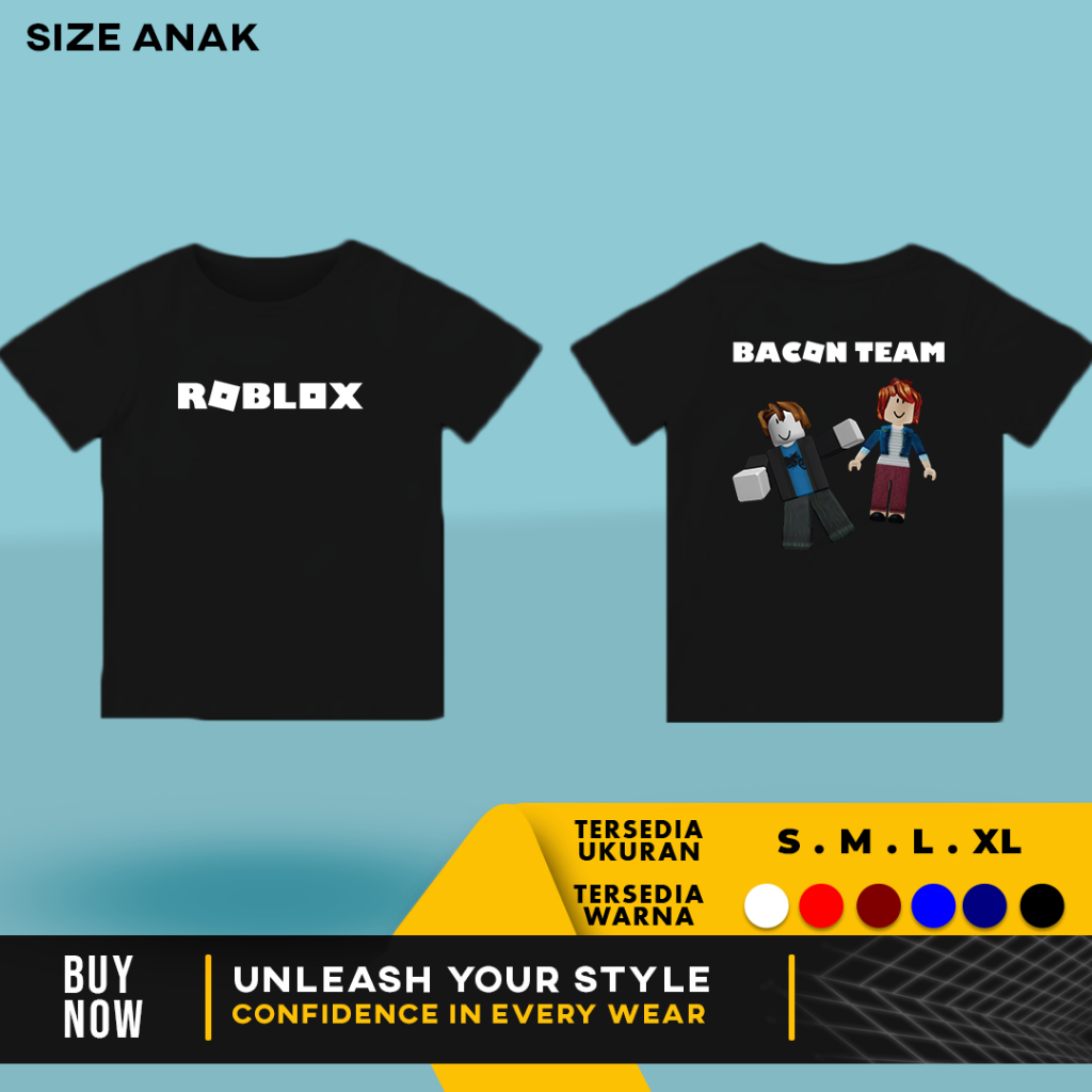 Kaos Anak Baju Roblox Bacon Team Bacon User Only | Cotton Combed 30s