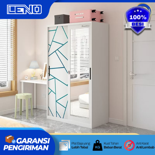 Lemari Pakaian Besi Sliding Anti Karat Minimalis || Lemari Baju Sliding Aesthetic Baja Tahan Lama