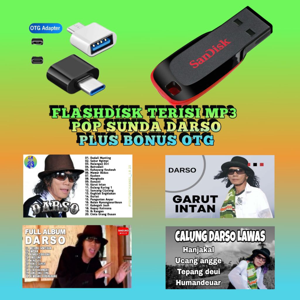 Usb Flashdisk Terisi Mp3 Pop Sunda Darso Calung - Flesdis Mp3 Pop Sunda Lawas - Plesdis Lagu Darso -