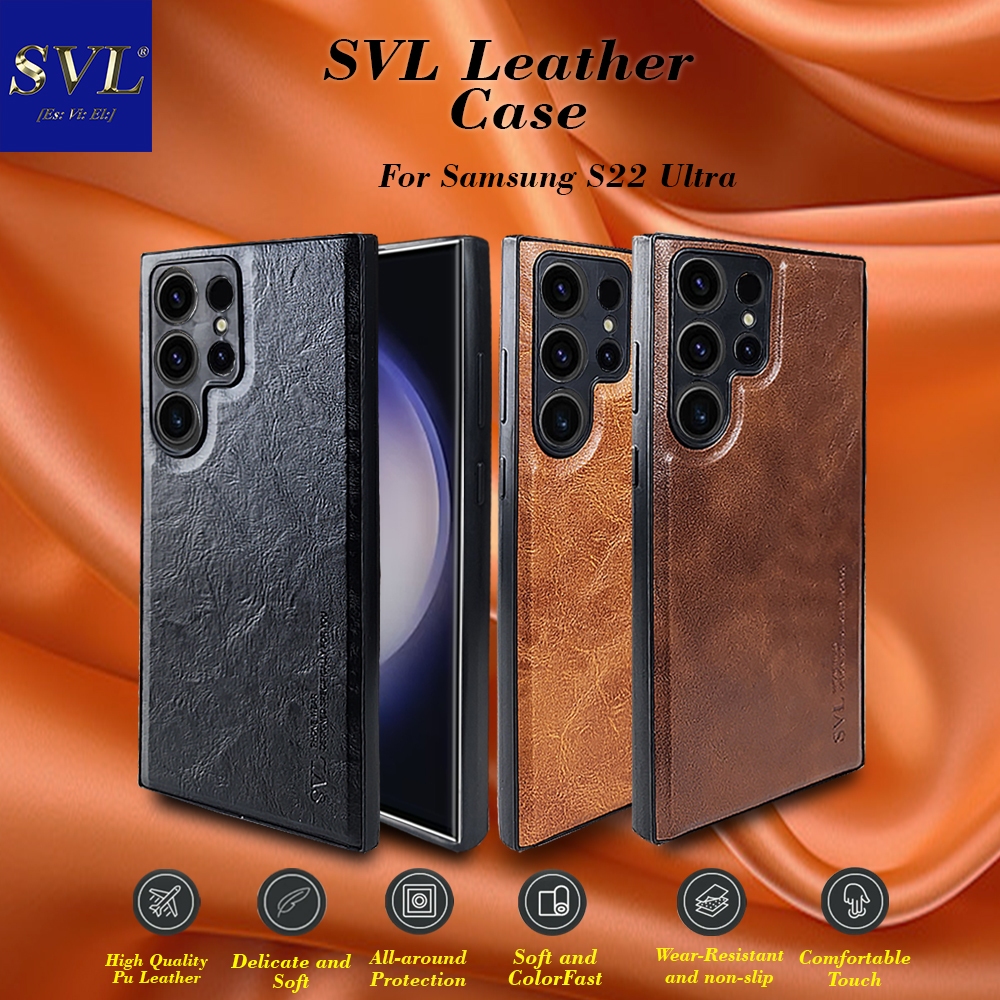 [ CUCI GUDANG ] Casing Hp Samsung S22 Ultra  Case SVL Leather Casing Slim Softcase Kulit