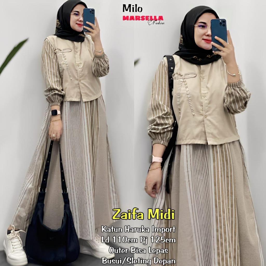 ZAIFA MIDI MARSELLA / MIDI DRESS WAITA BAHAN KATUN HARUKA PREMIUM
