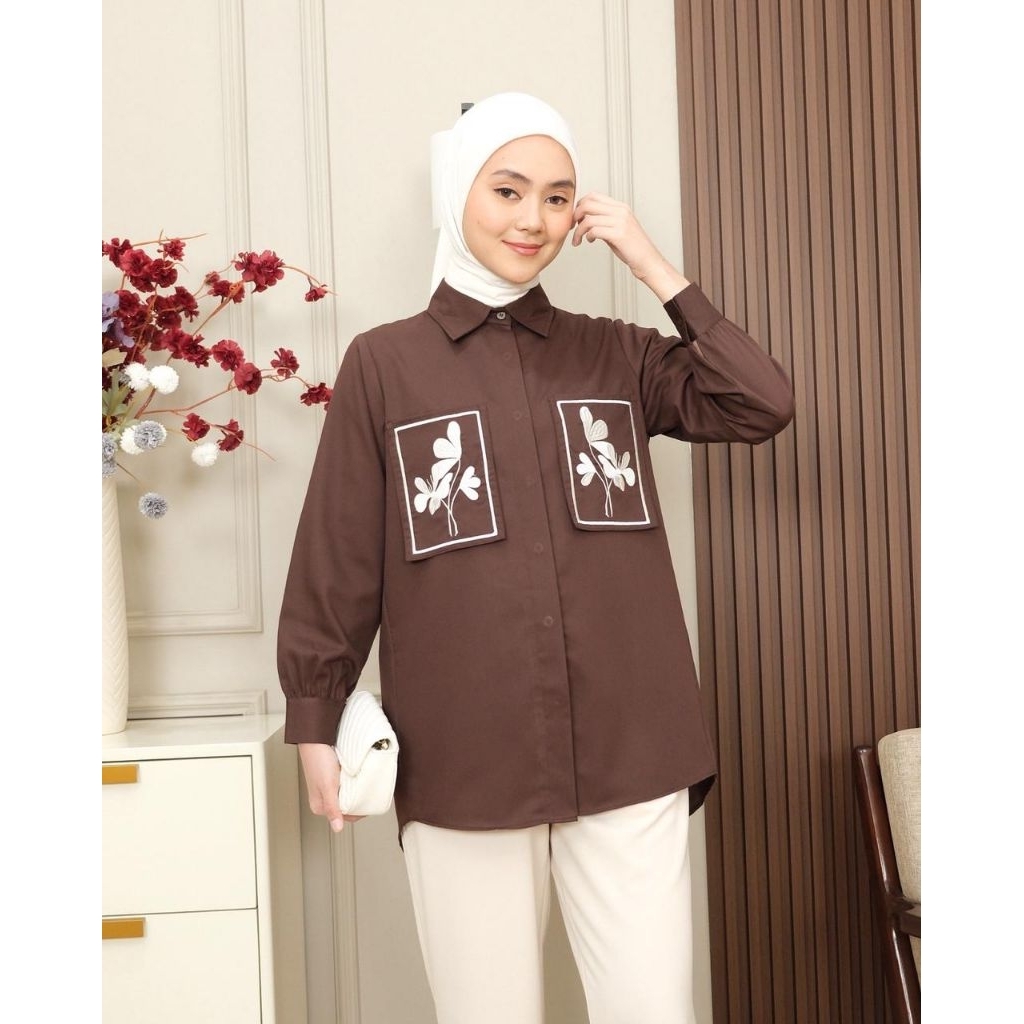 BLOUSE KEMEJA BORDIR PREMIUM KATUN IMA TOYOBO FODU A 250 | BLOUSE TOYOBO PREMIUM | BLOUSE WANITA BES