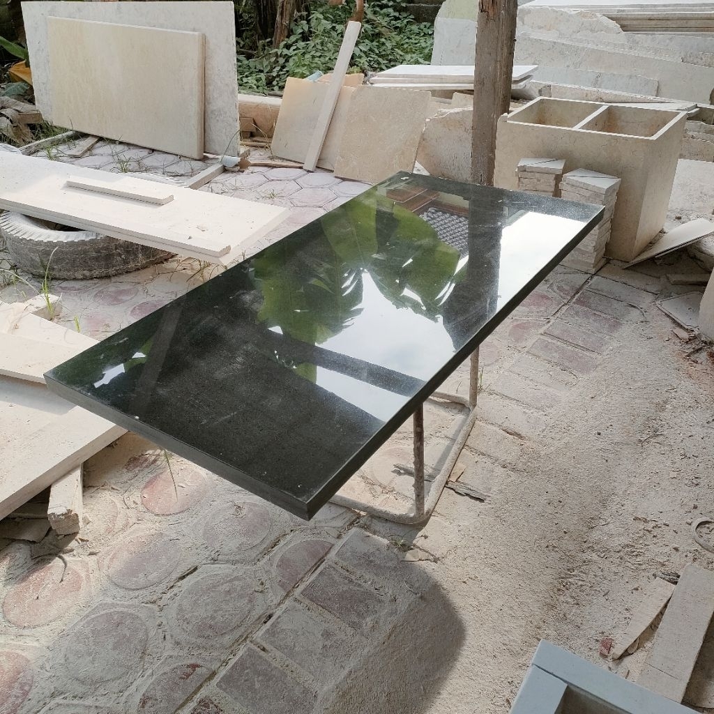 Top table || Daun meja kotak batu granit hitam kilap glossy 120x60