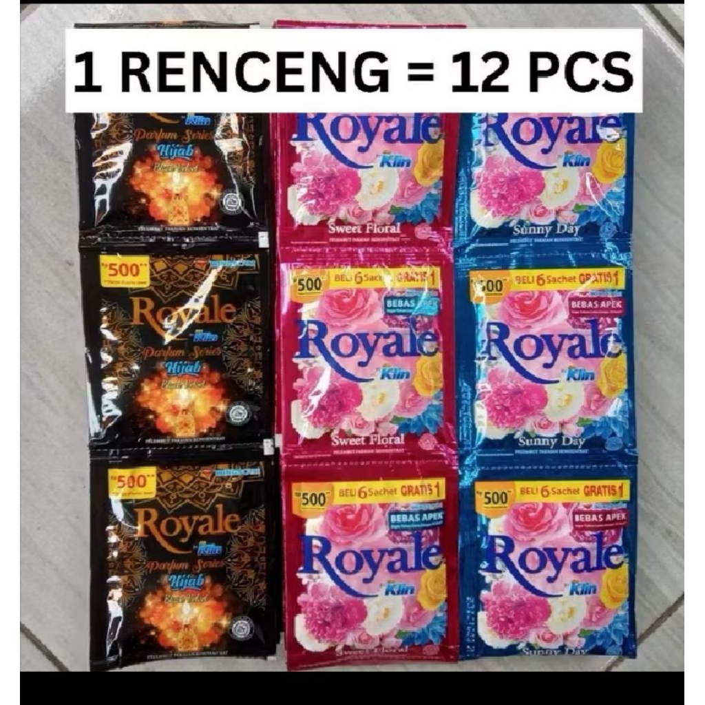 6 Renceng ROYAL PEWANGI Pakaian 500an (72 sachet)