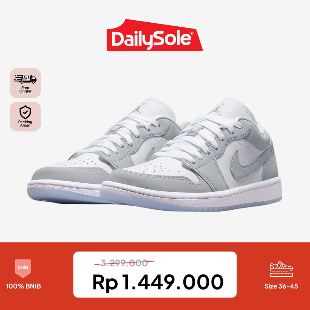 Sneakers Air Jordan 1 Low White Wolf Grey Alumunium